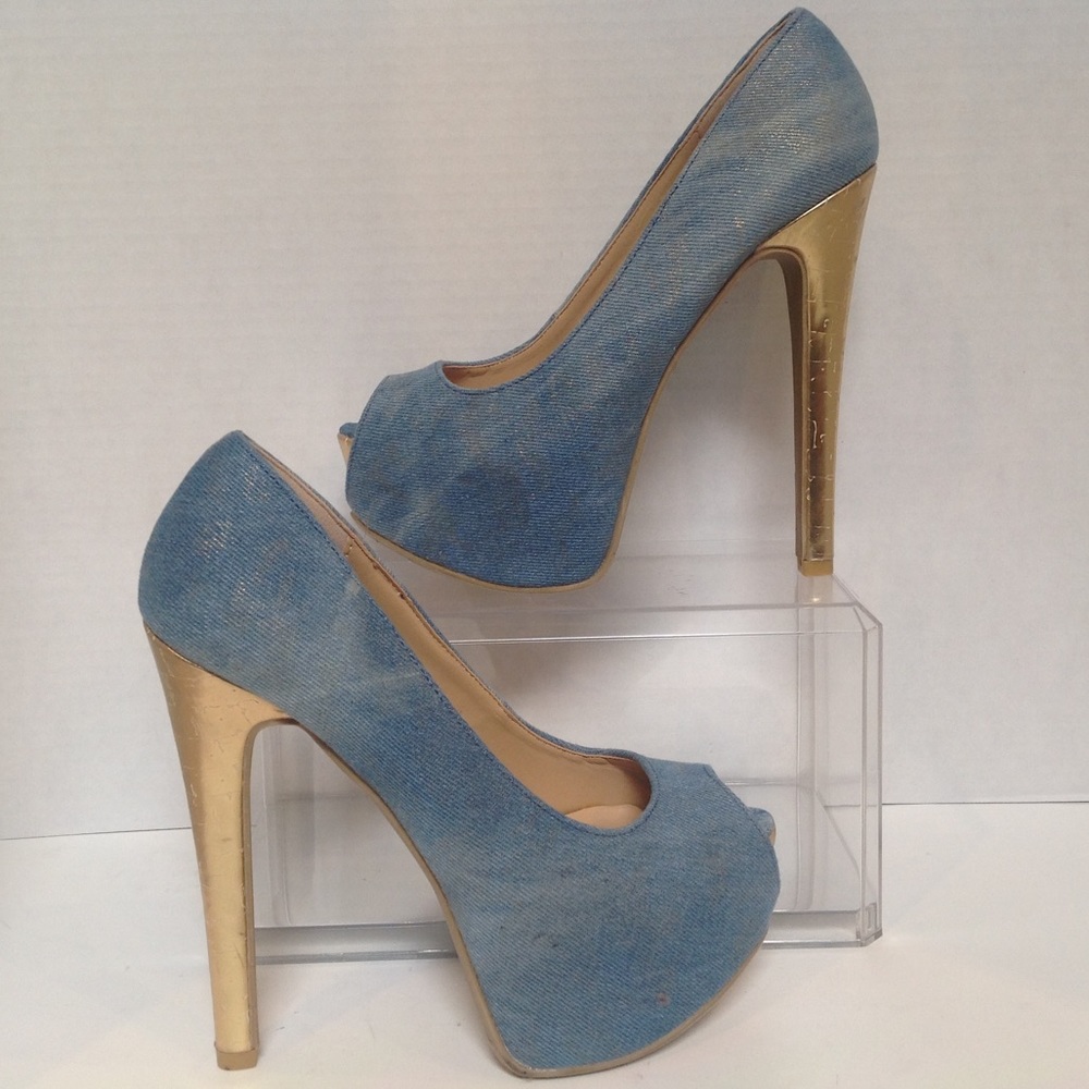 Scene Keyshia Size 5.5 Denim stiletto 5 1/2" heels